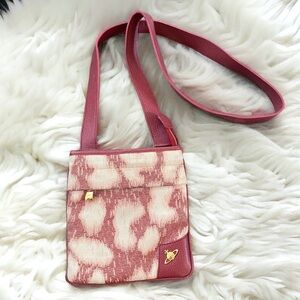 Vivienne Westwood leopard canvas leather crossbody bag pink gold